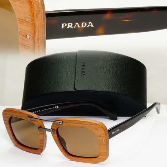 Prada 2015 Wood Sunglasses Brown Square Fashion PR30RS SPR 30R IAM-6S1 290323