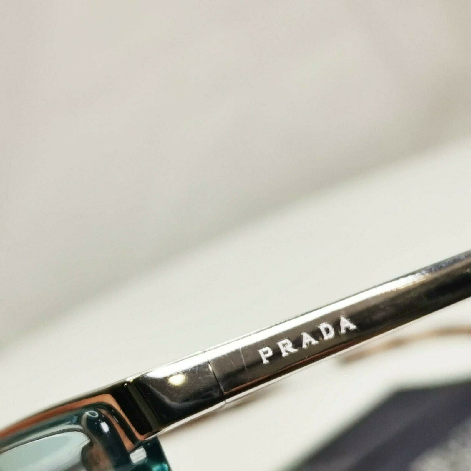 Prada Silver Blue Grey Square Sunglasses Cinema Collection Women SPR 53S VYS-5R0