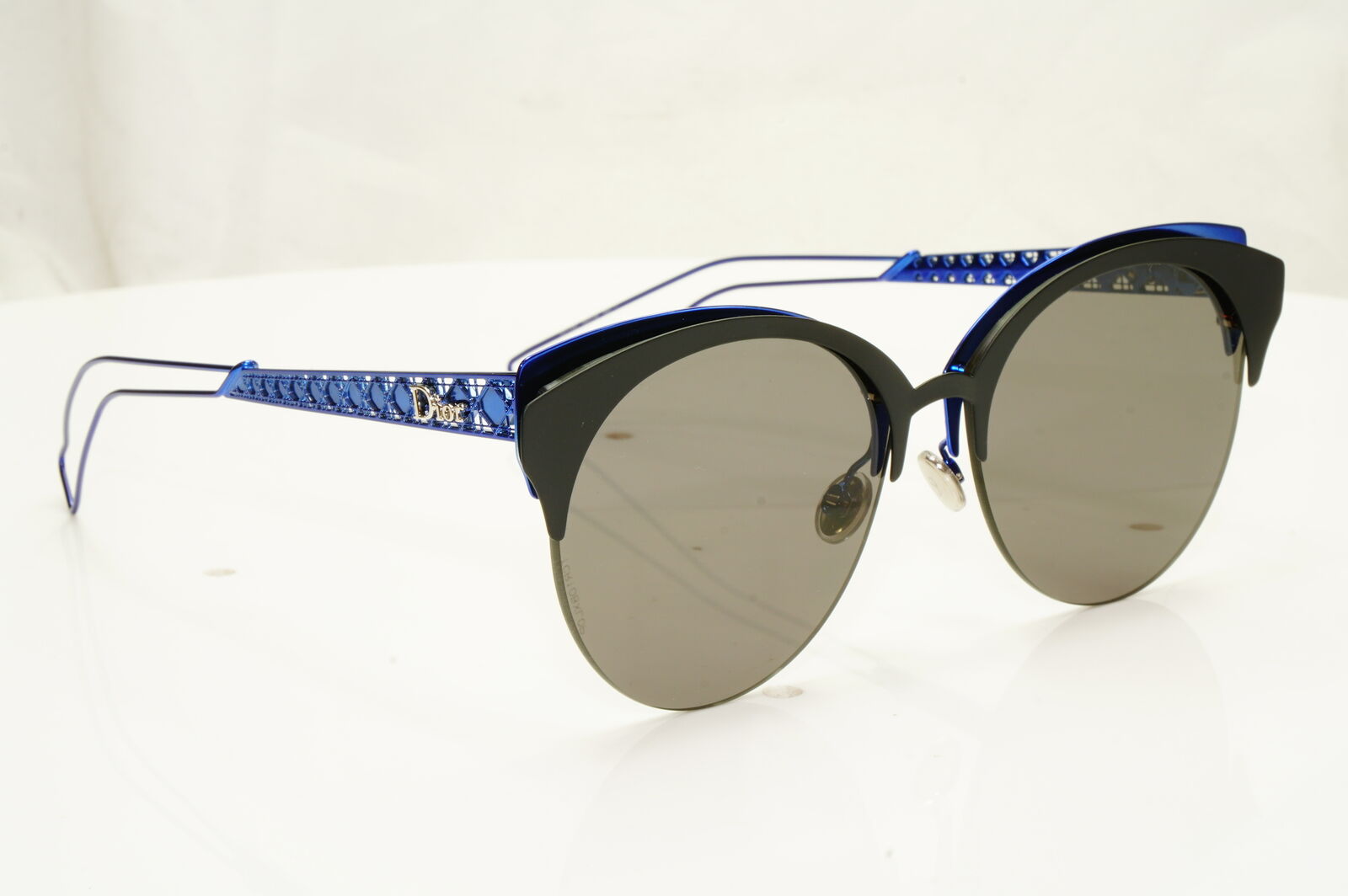 Authentic Dior Womens Metal Sunglasses Black Blue Grey Diorama Club G5V2K