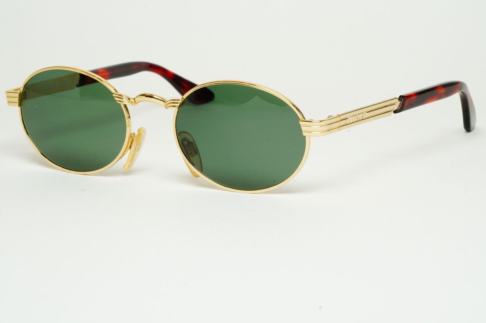 Versus Sunglasses 1996 by Gianni Versace Vintage Gold Green Oval MOD F07 COL 030