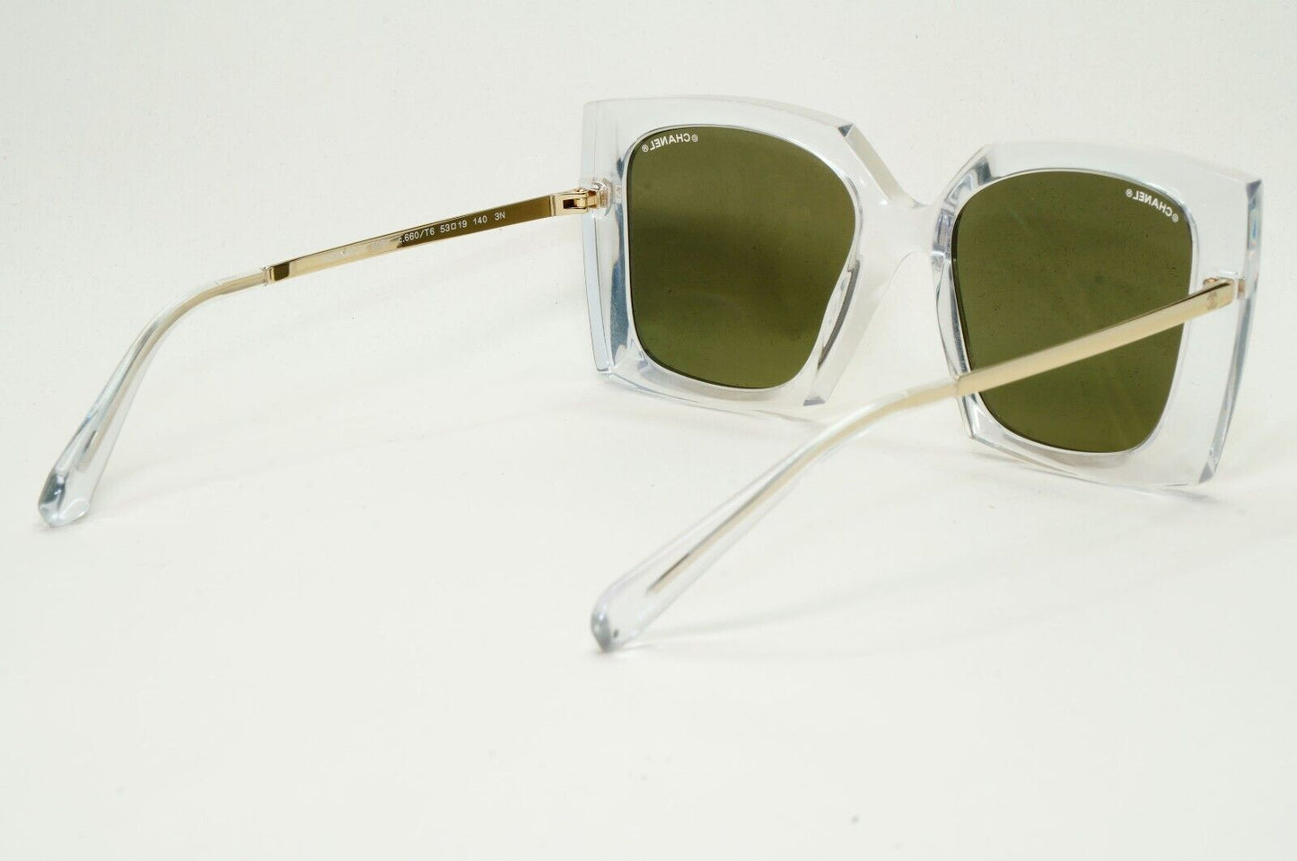 Chanel Sunglasses Gold Mirror Transparent Square 6051 c.660/T6 53mm [a]