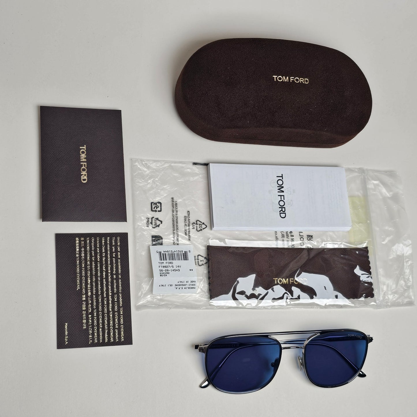 Tom Ford Sunglasses Jake Pilot Metal Blue Ruthenium Silver FT0827 TF 827 14V