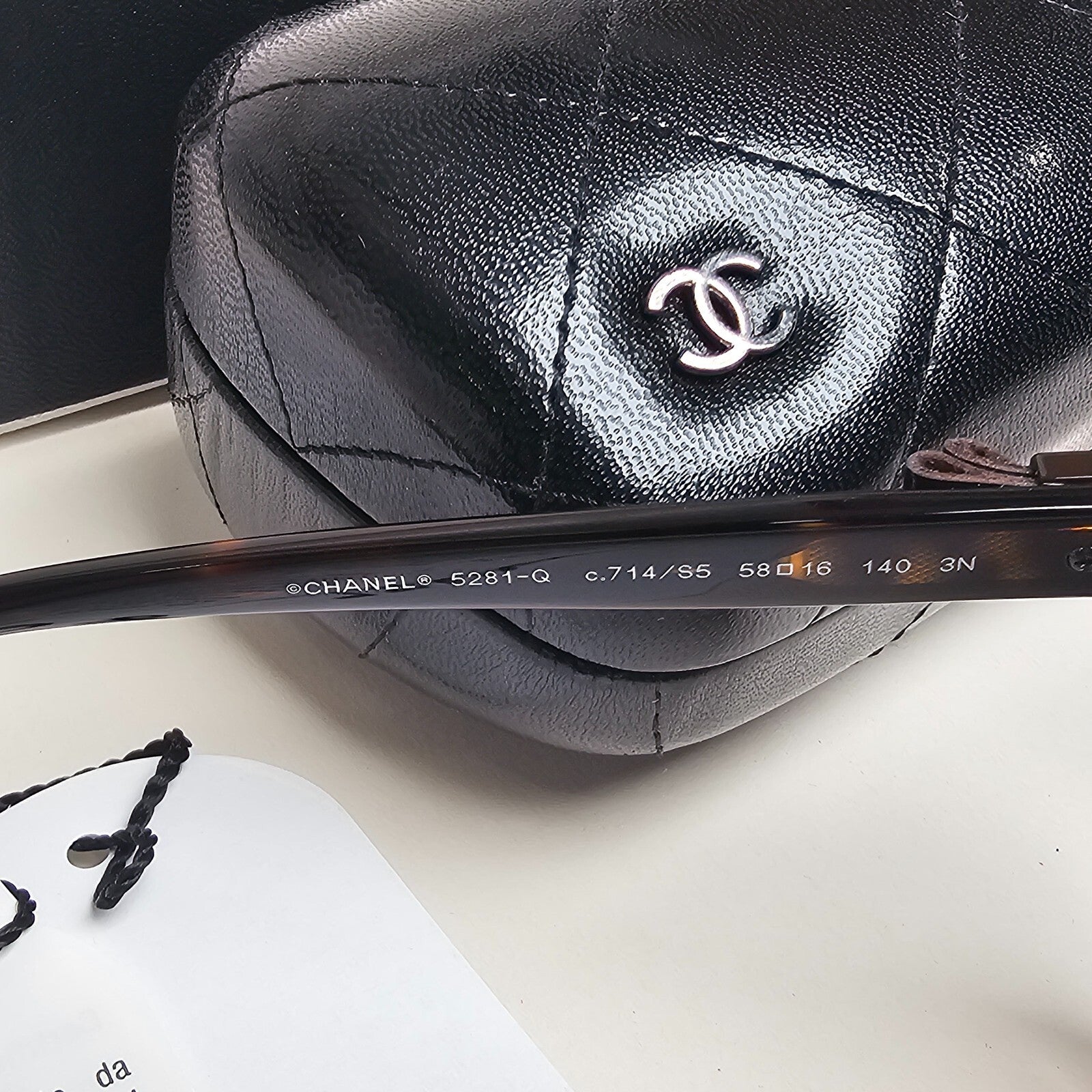 Chanel Sunglasses Leather Bow Brown Tortoise Cat Eye 5281-Q c.714/S5 070325