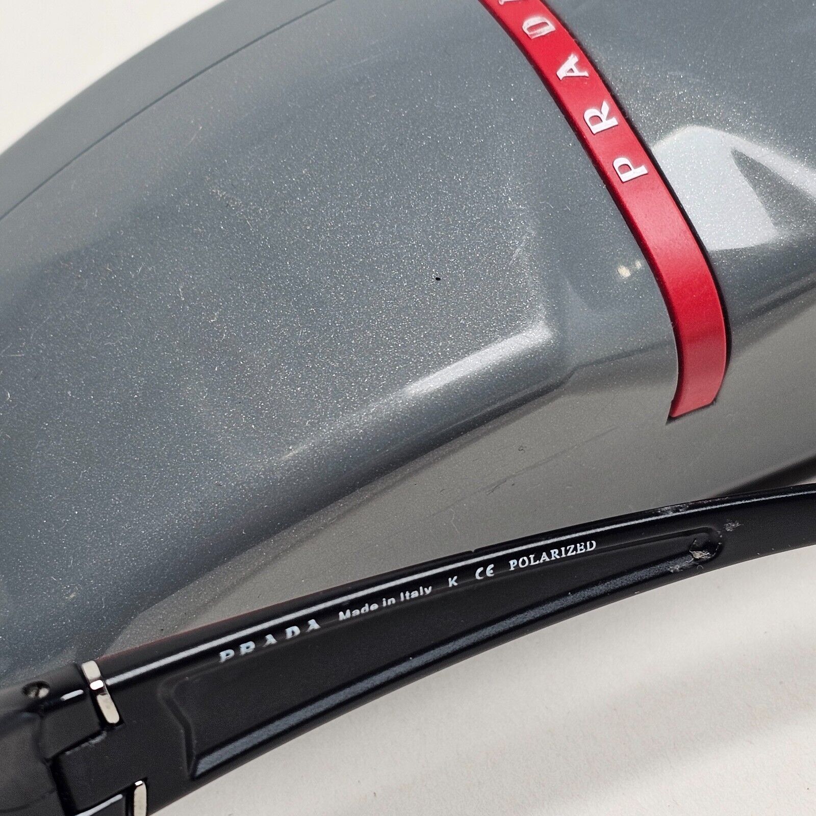 Prada Sunglasses Black Wrap Red Stripe PS06SS SPS 06S 1BO-5X1 231124