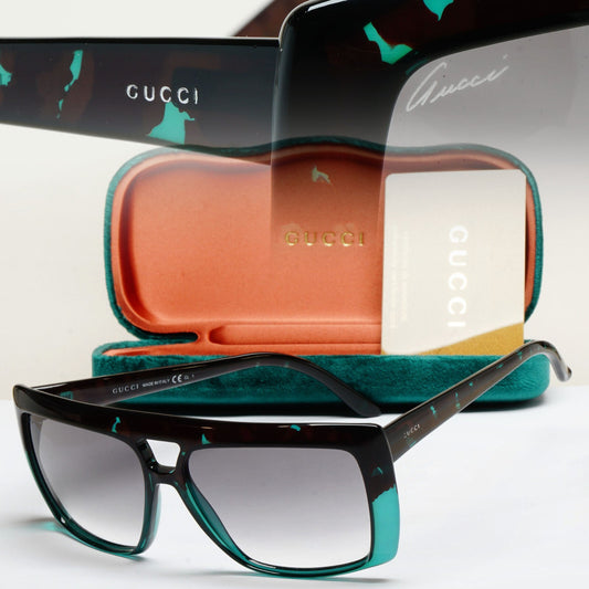 Gucci Sunglasses 2010 Vintage Unisex Turquoise Havana Grey GG 3532/S 396O0 59mm