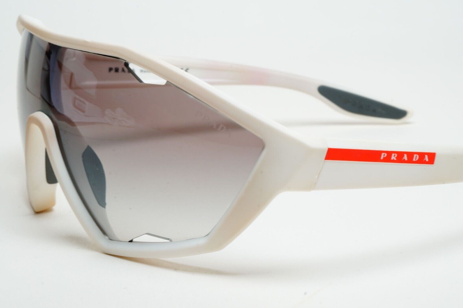 Prada Sunglasses White Grey Shield Visor PS10US SPS 10U TWK-5O0 231124