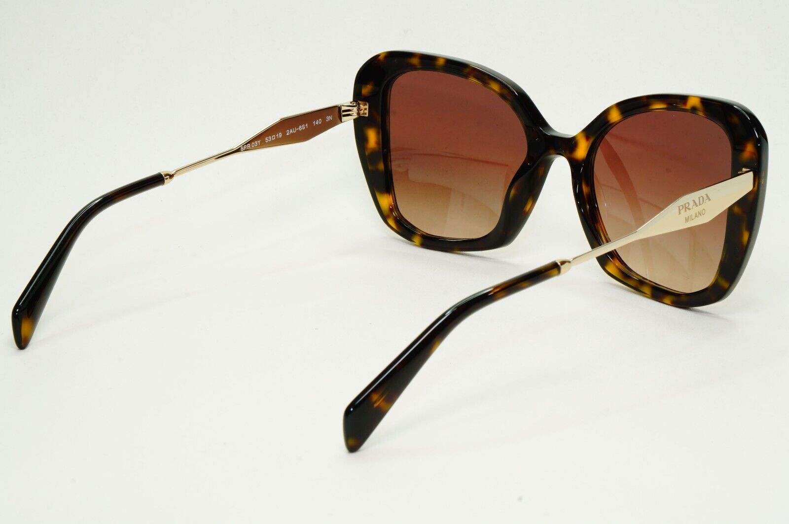 Prada Sunglasses Brown Tortoiseshell Gradient Gold PR03YS SPR 03Y 2AU-6S1 53mm