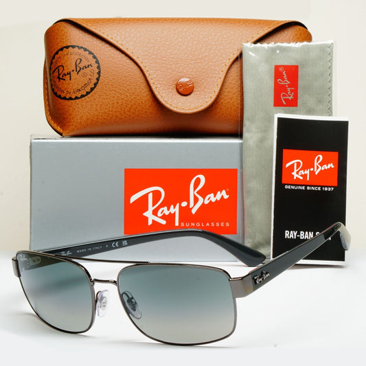 Ray-Ban Sunglasses Gunmetal Grey Square Pilot Navigator RB 3687 002/31 61mm