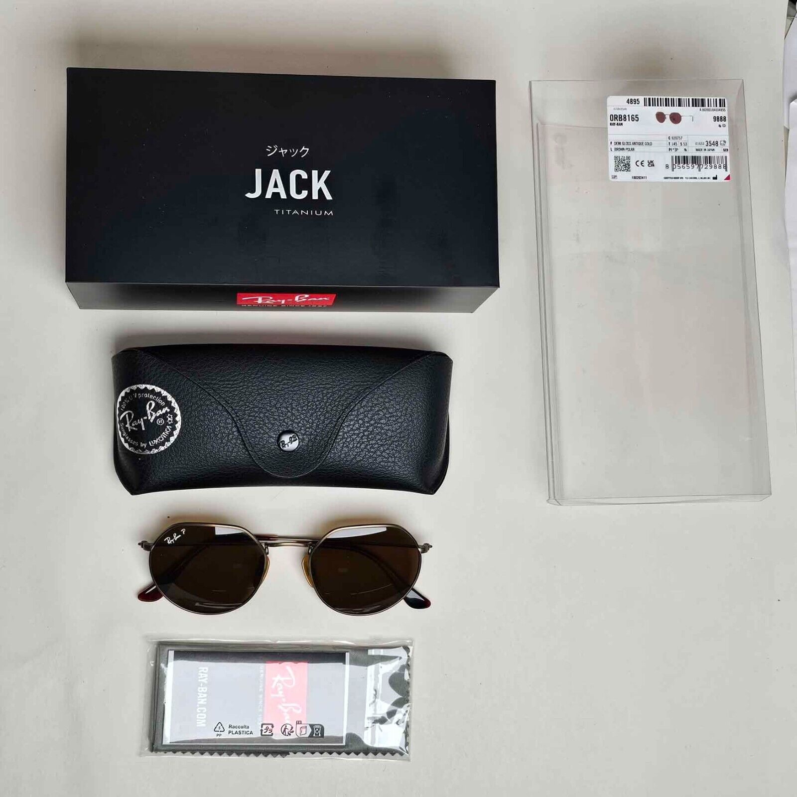 Ray-Ban Sunglasses Jack Titanium Polarised Bronze Brown RB 8165 9207/57 53mm