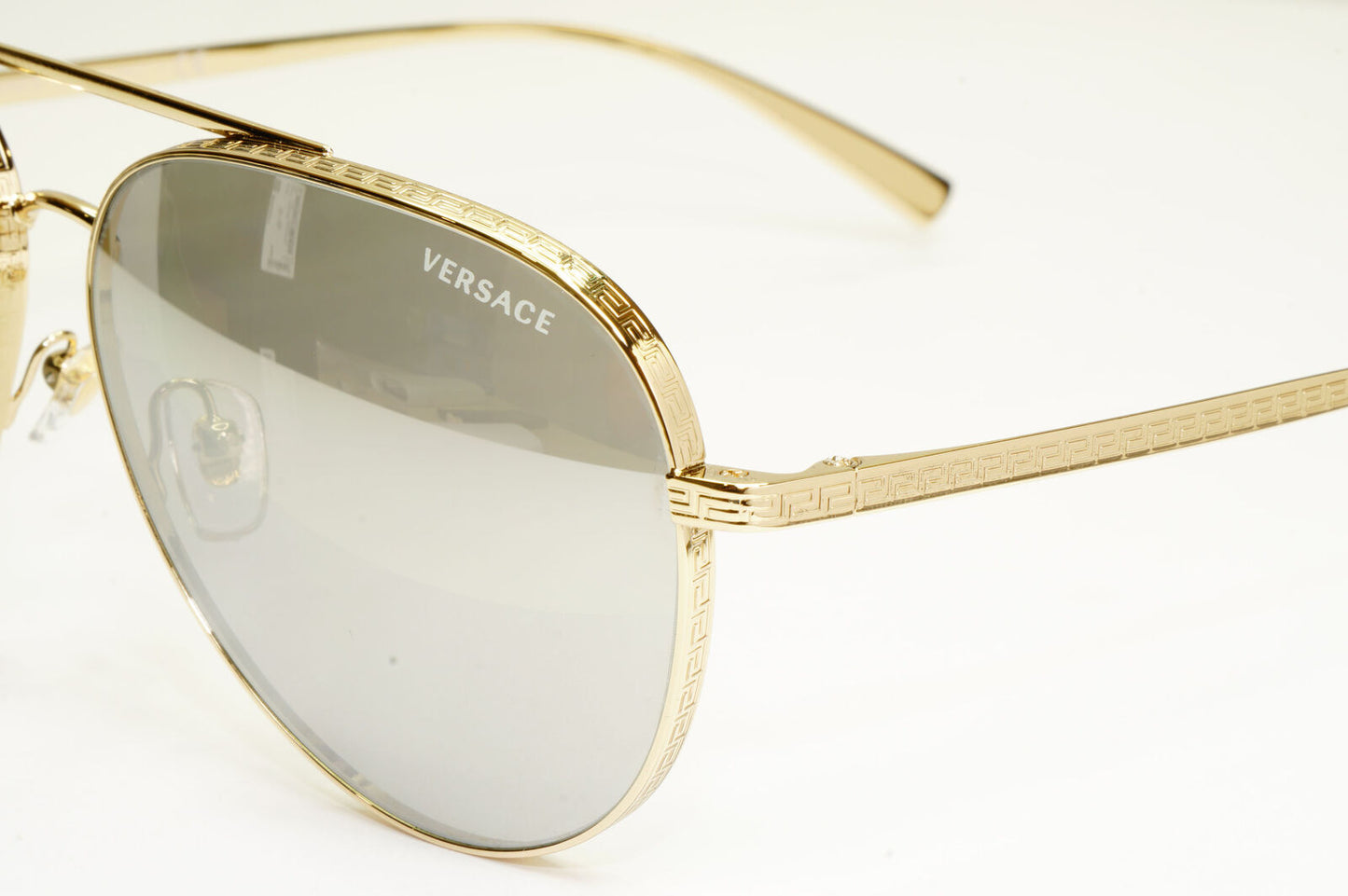 Authentic Versace Mens Gold Pilot Metal Sunglasses Silver Mirror 2217 1252/6G