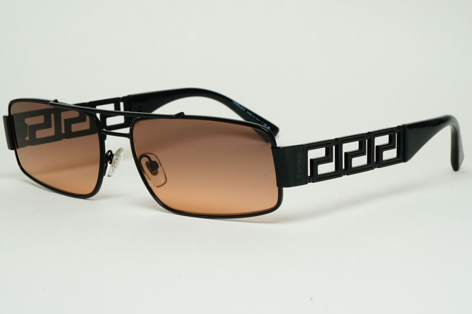 Versace Sunglasses Black Meander Brown Gradient Rectangle Metal MOD 2257 1261/18