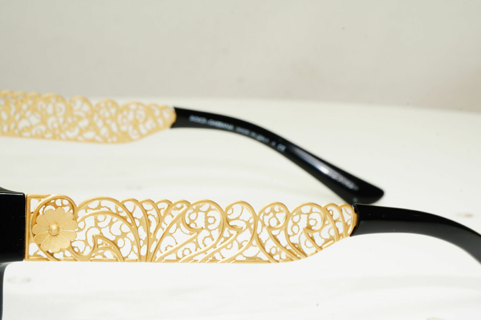 Authentic Dolce & Gabbana Gold Flowers Black Womens Sunglasses DG 3185 501 30209