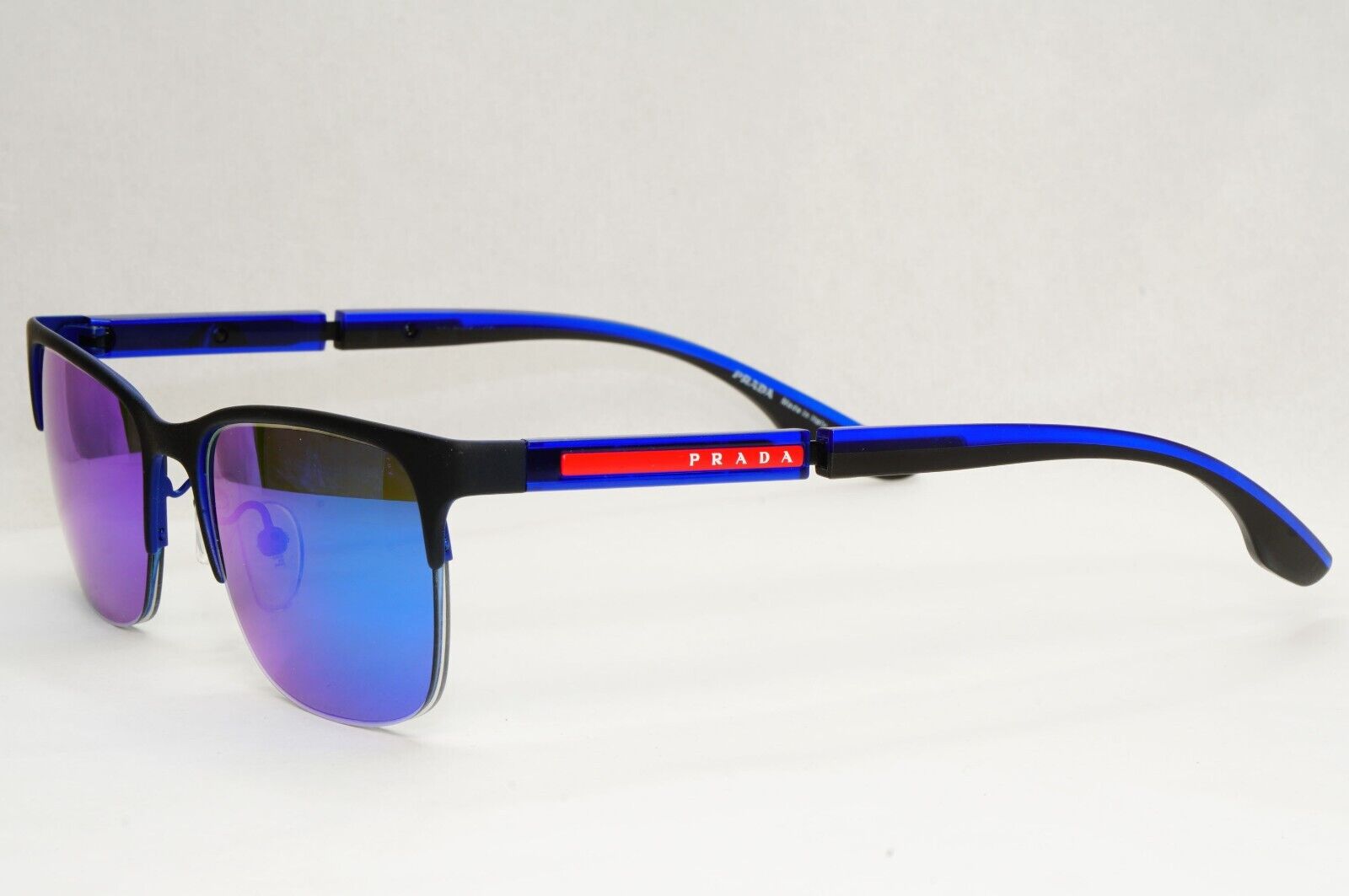 Prada Sunglasses Polarized Blue Mirror Black PS55OV VPS 55O 16C-1O1 52mm [a]