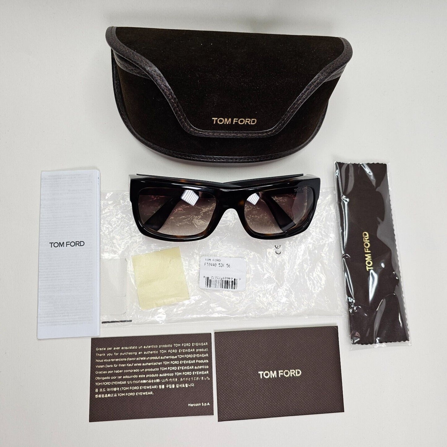 Tom Ford Sunglasses Toby Dark Brown Gradient Square Acetate FT0440 TF 440 52K