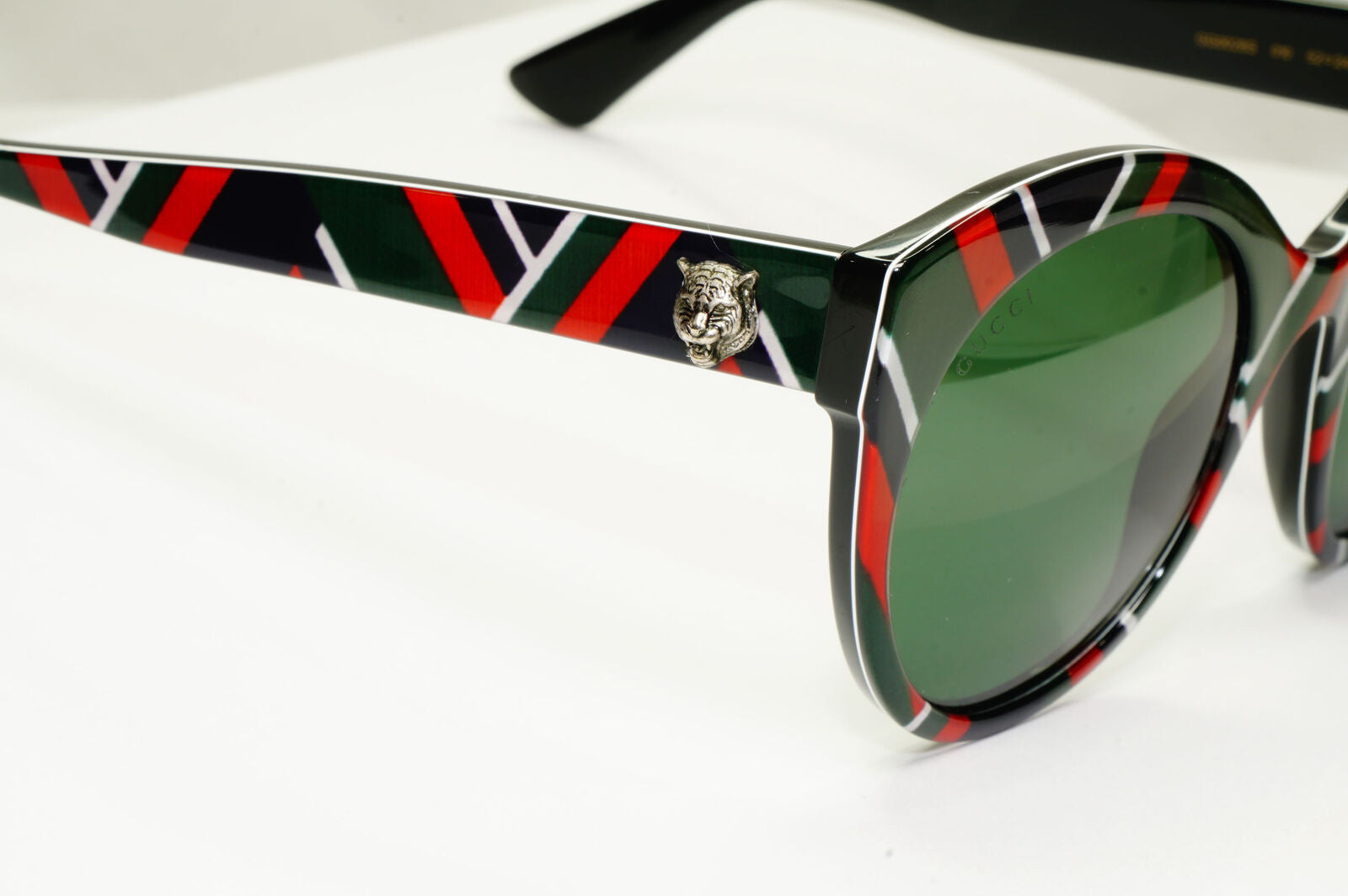 Gucci 2016 Sunglasses Black Green Tiger Oversized Square GG 0028S 010 160123