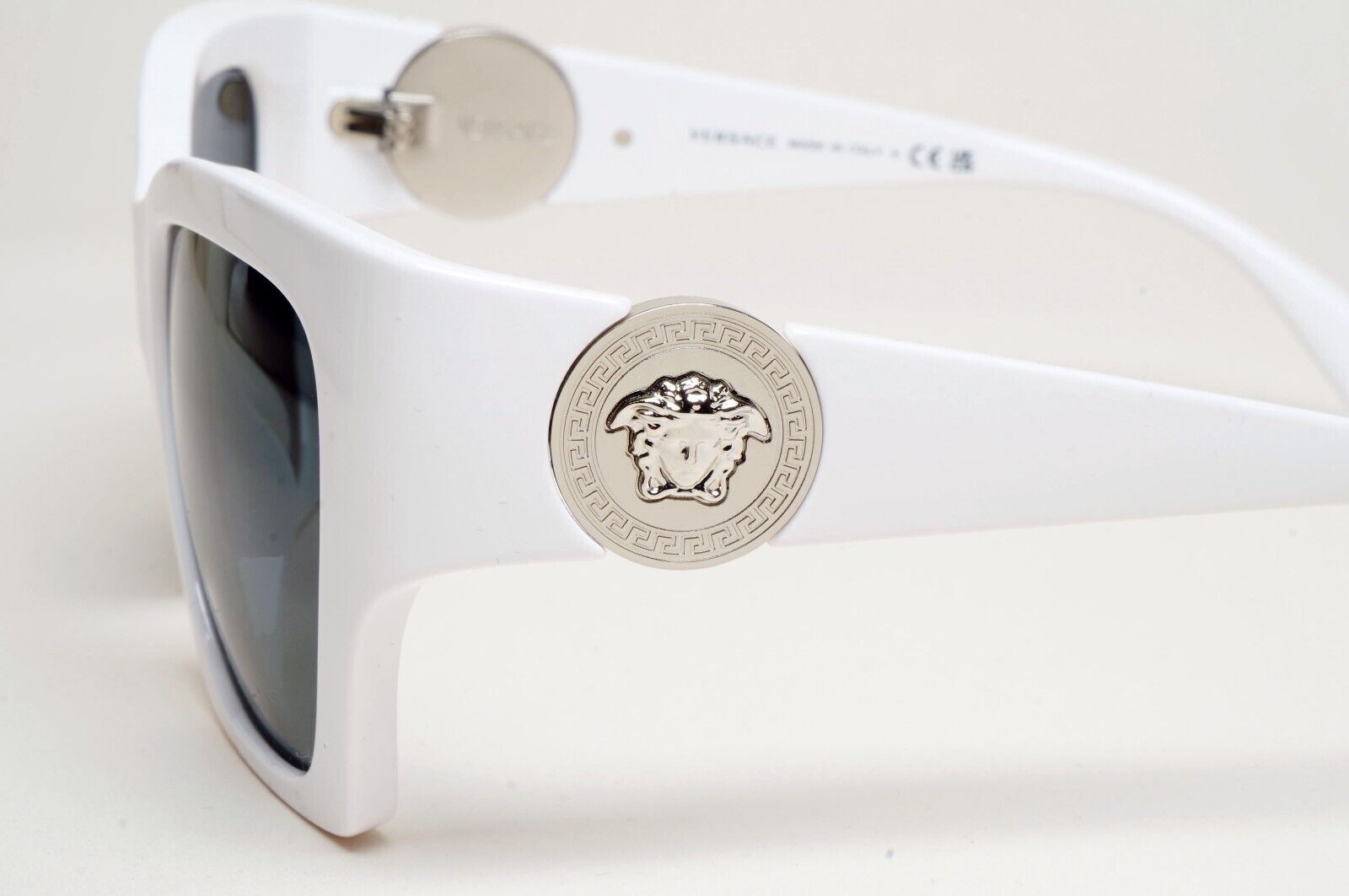 Versace Sunglasses White Silver Medusa Grey Square MOD VE 4452 314/87 54mm