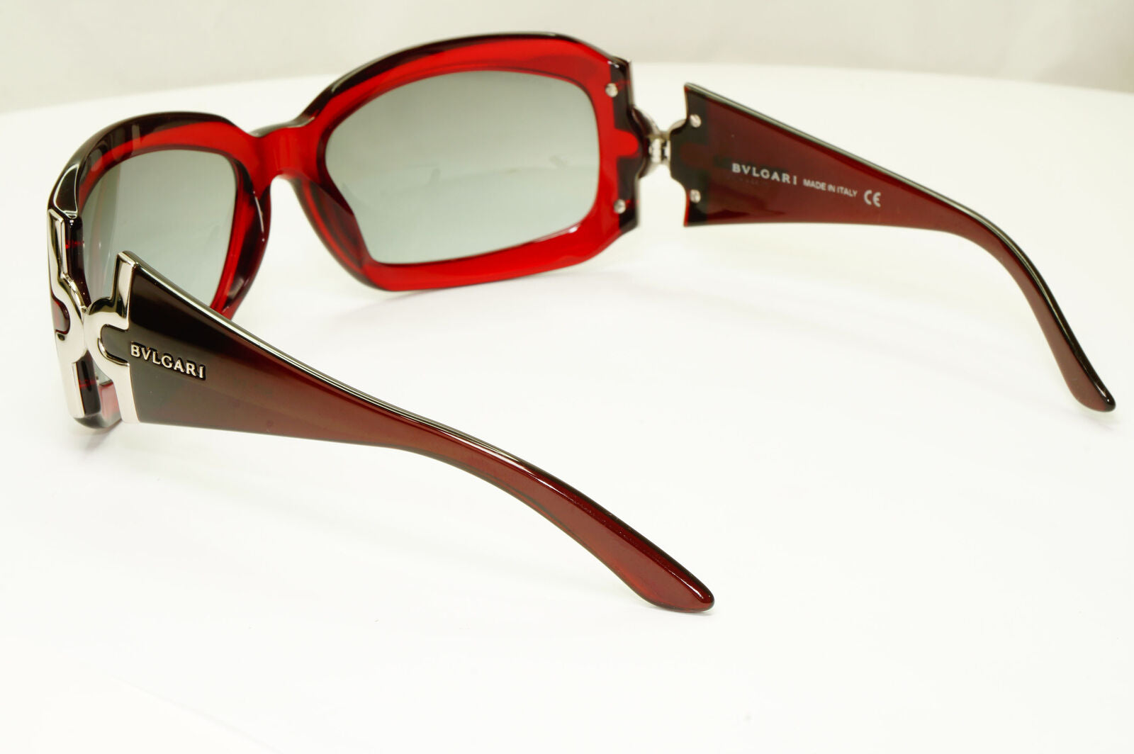 Bvlgari 2005 Vintage Sunglasses Red Burgundy Grey Silver Womens Wrap 860 518/11