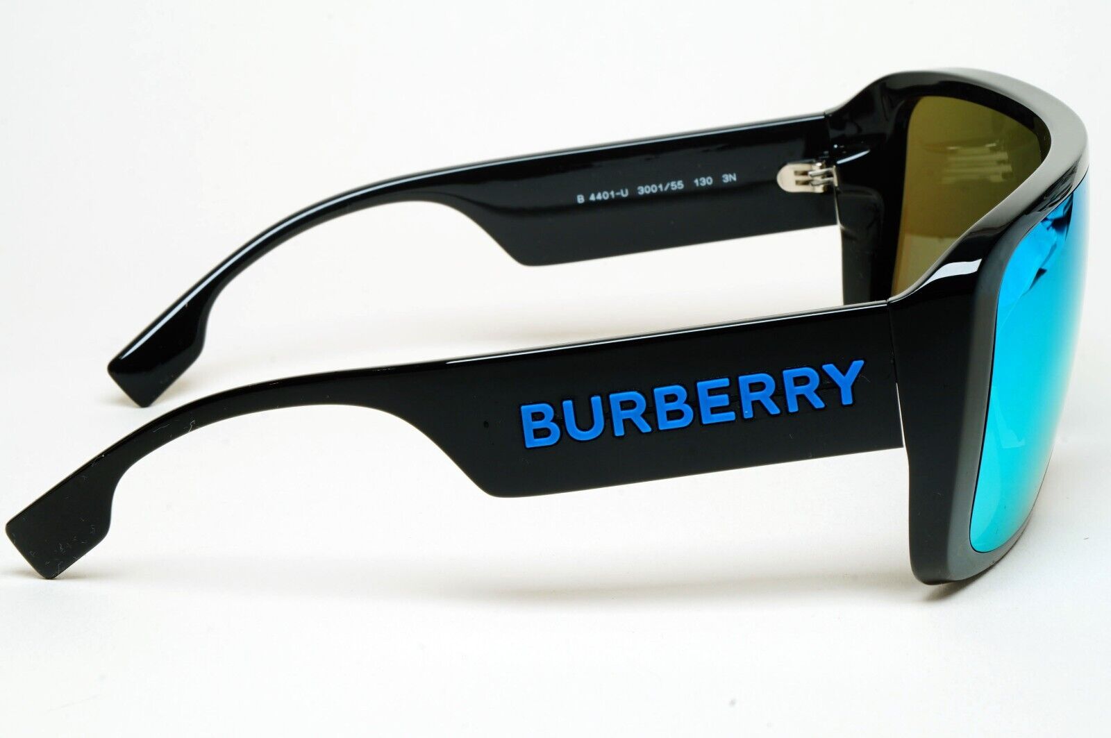 Burberry Sunglasses Black Blue Shield Visor Mirror BE 4401-U 3001/55