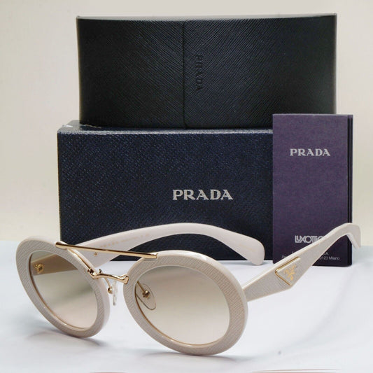 Prada Sunglasses White Saffiano Leather Triangle PR15SS SPR 15S UFP-3H2 270924