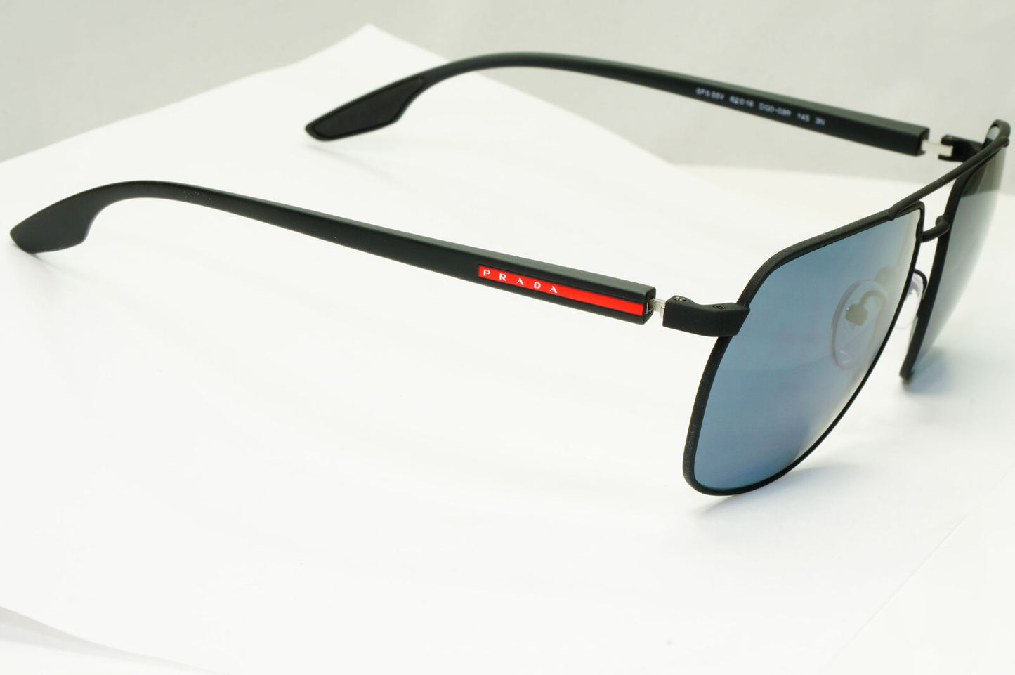 Prada Tuning Blue Sunglasses Black Red Stripe Pilot PS55VS SPS 55V DG0-09R