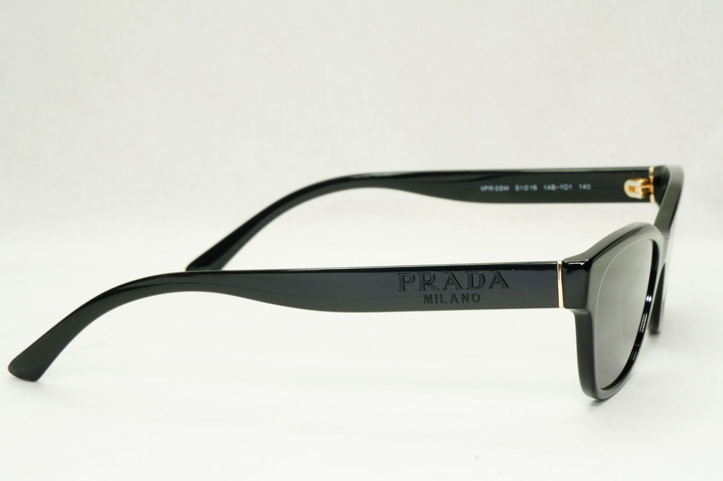 Prada Sunglasses Black Glossy Rectangle Fashion PR03WV VPR 03W 1AB-1O1 51mm