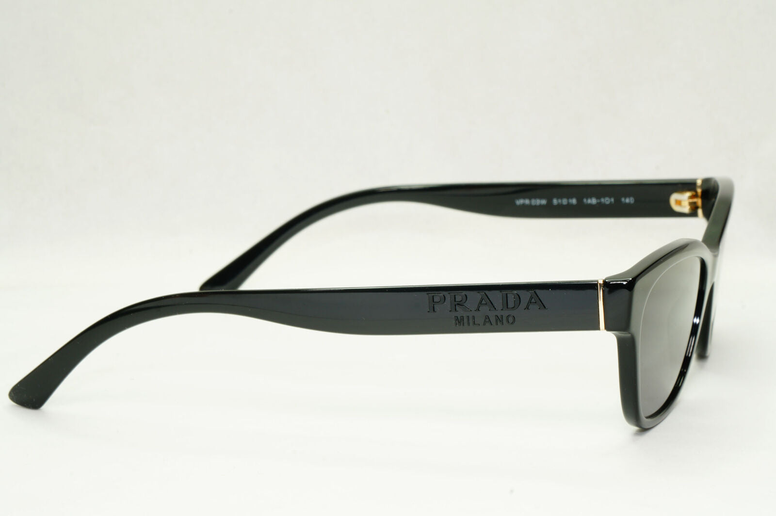 Prada Sunglasses Black Glossy Rectangle Fashion PR03WV VPR 03W 1AB-1O1 51mm