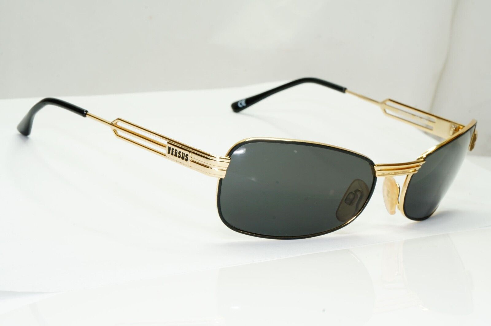 Versus 1996 by Gianni Versace Vintage Gold Black Sunglasses MOD F33 COL 09M
