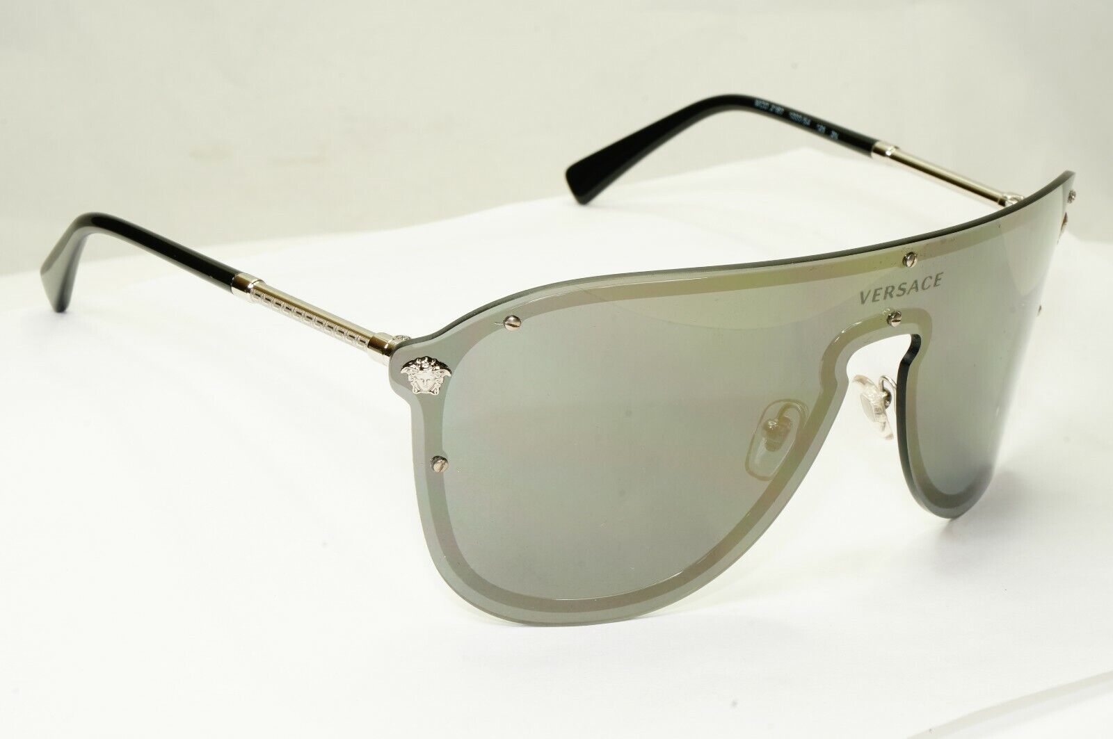 Versace Sunglasses Shield Visor Mask Gold Mirror Silver Unisex MOD 2180 1000/5A