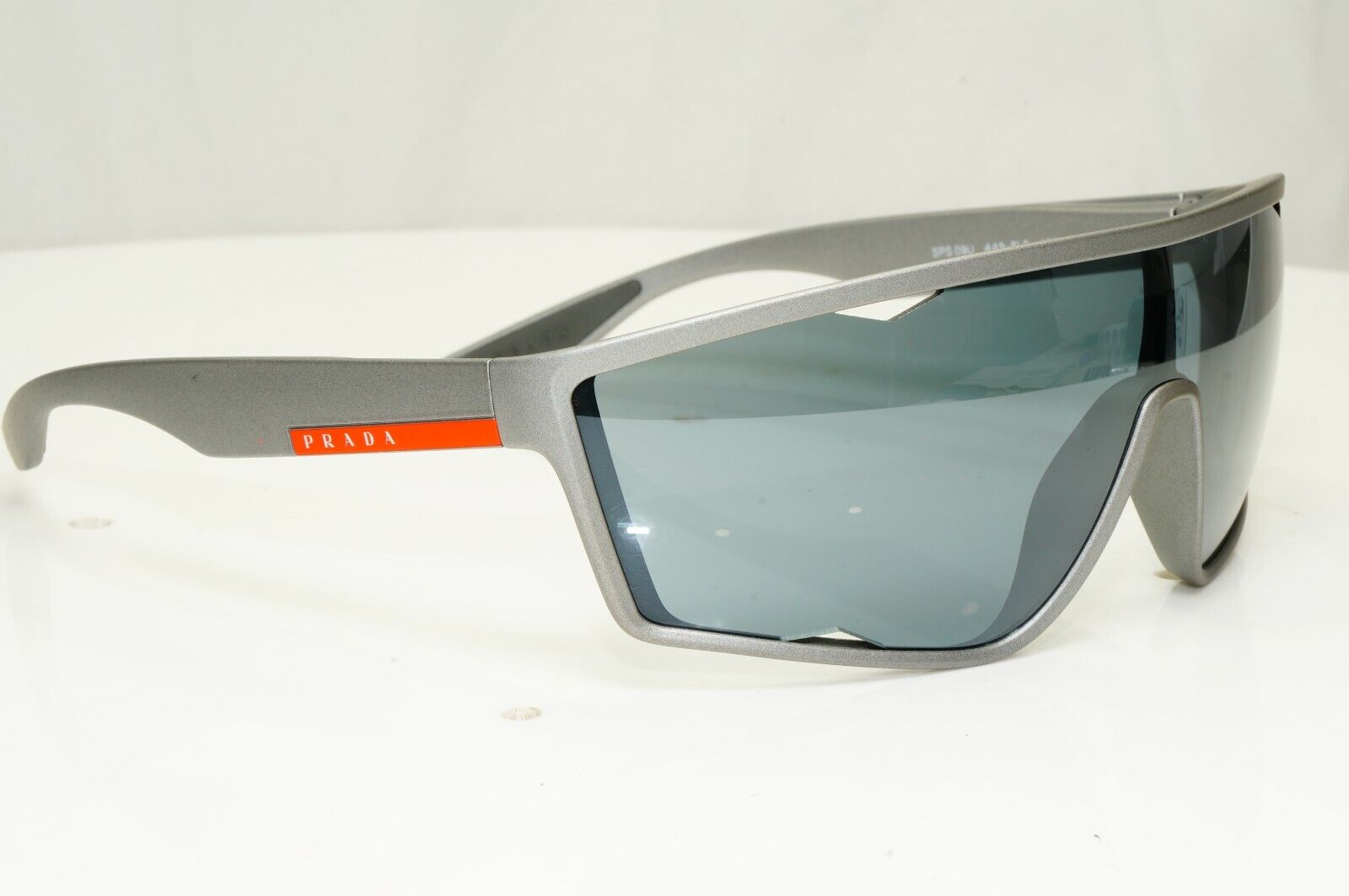 Prada Shield Grey Mirror Sunglasses Graphite Visor Ski Mens Mask SPS 09U 449-5L0