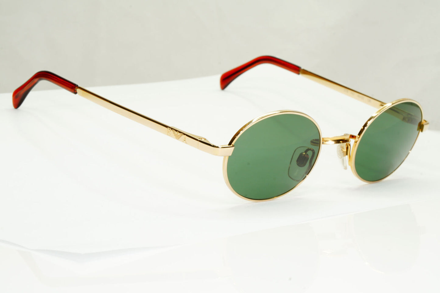 Emporio Armani Sunglasses 1997 Vintage Gold Green Metal Oval 076 743 48mm B