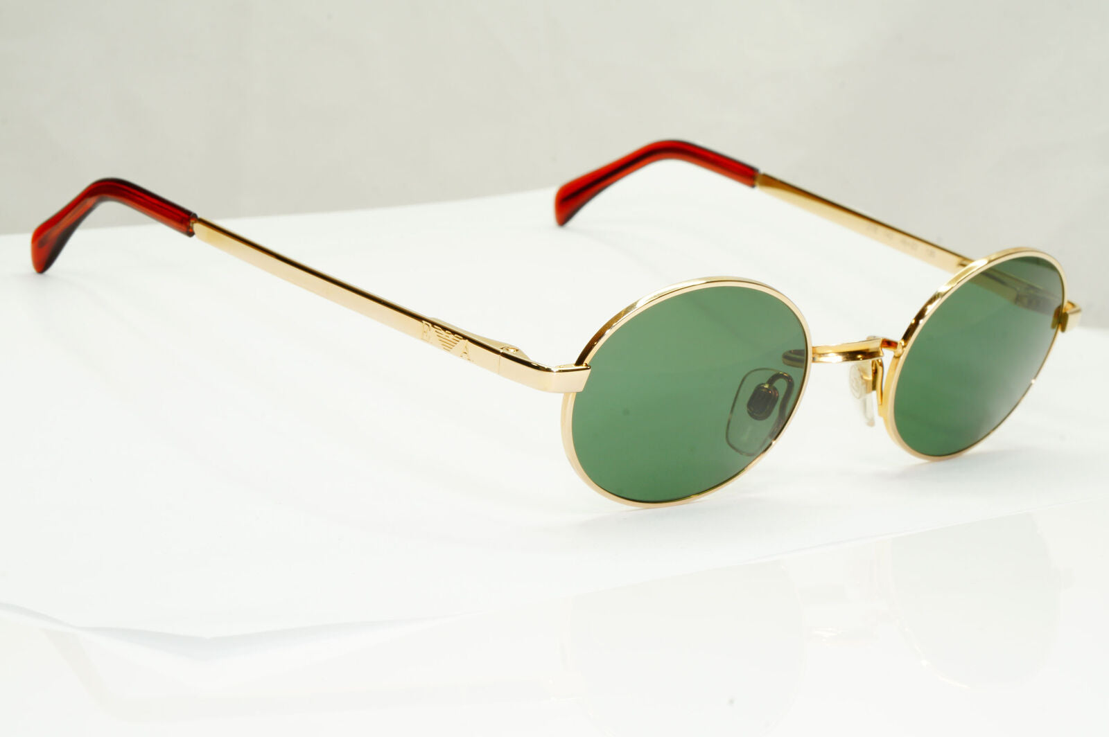 Emporio Armani Sunglasses 1997 Vintage Gold Green Metal Oval 076 743 48mm B