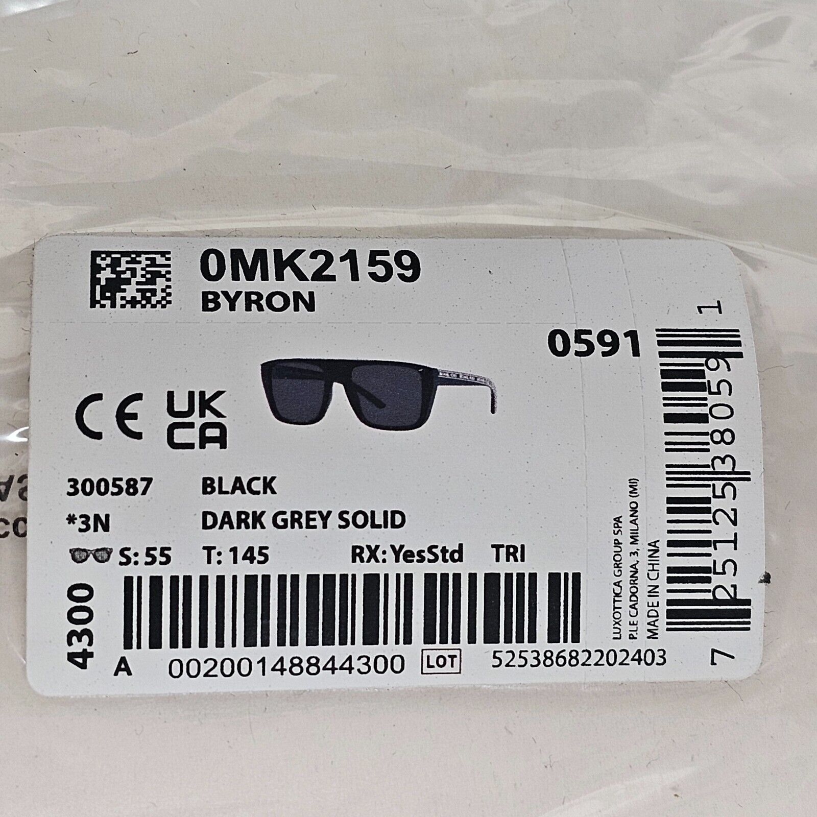 Michael Kors Sunglasses Black Suqare Monogram MK 2159 Byron 3005/87 55mm