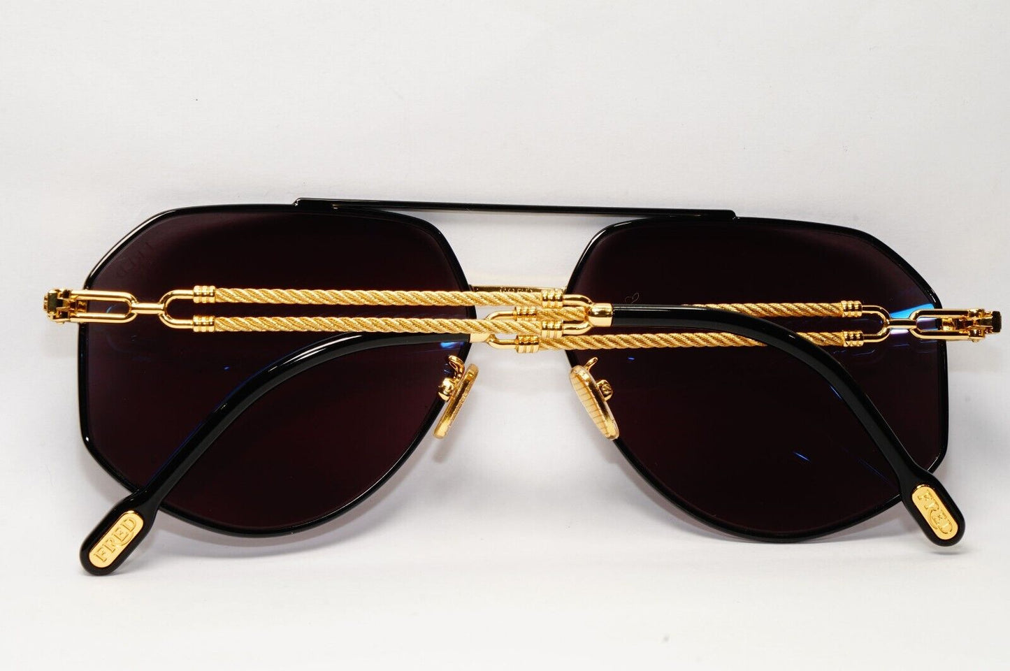 Fred Sunglasses Pilot Gold Black Cable Twist Metal FG40030U 01A Force 10 [A]