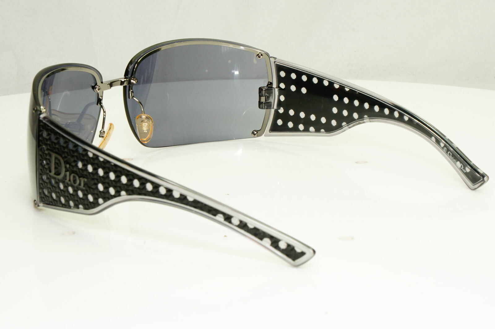 Dior Quadrille Black Large Sunglasses Womens Square Black Mesh Grey F QHOAP
