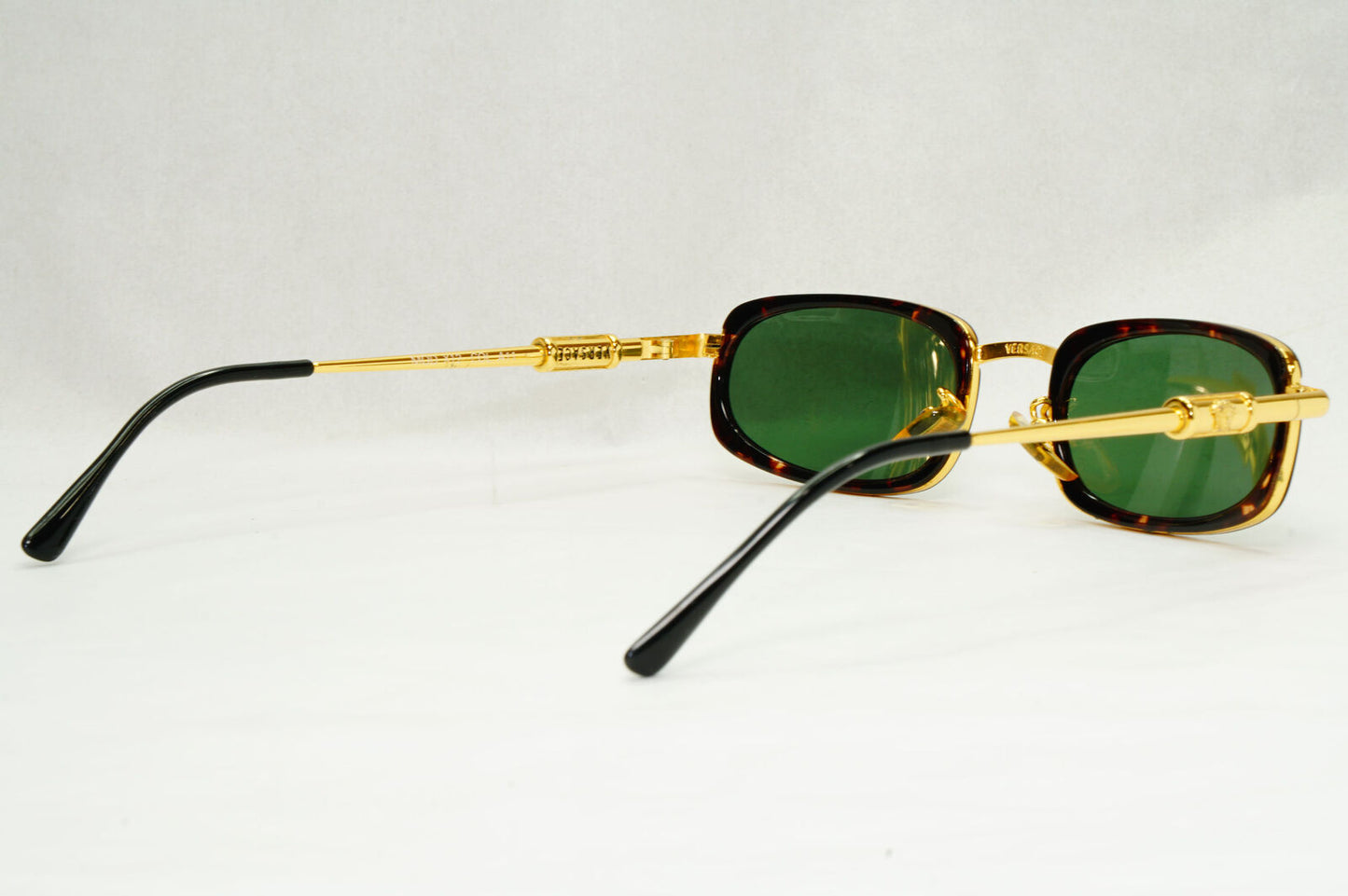 Gianni Versace 1995 Sunglasses Gold Tortoise Green MOD X12 COL A11 50mm 200124