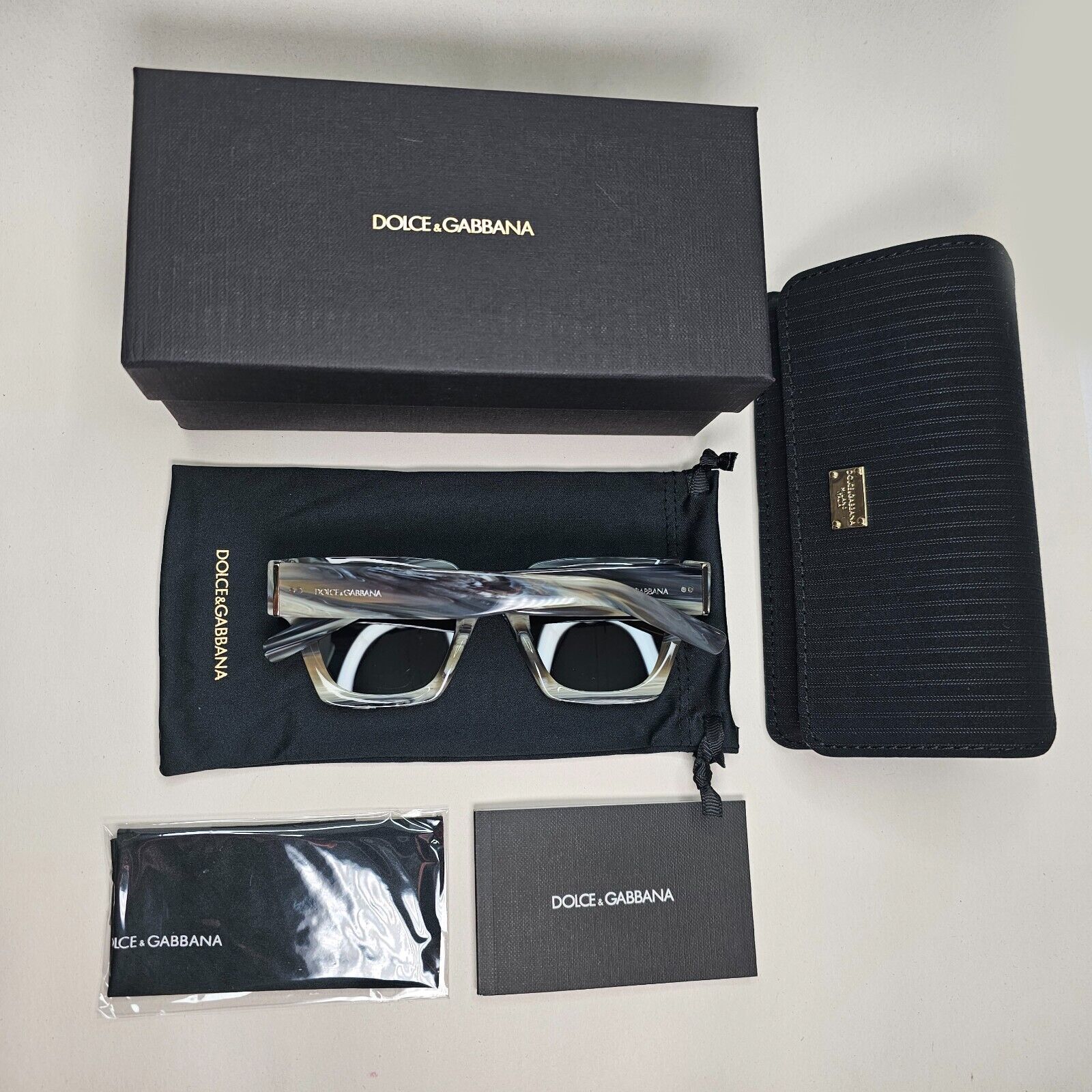 Dolce & Gabbana Grey Horn Marble Square Sunglasses DG 4413 3390/87 48mm
