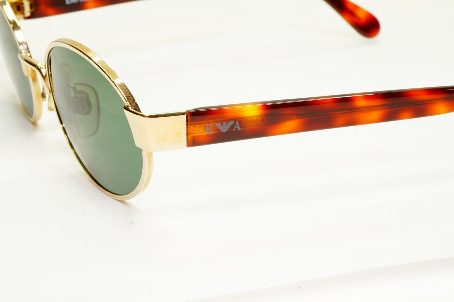 Emporio Armani 1997 Vintage Sunglasses Green Gold Eagle Oval Metal 081-S 743