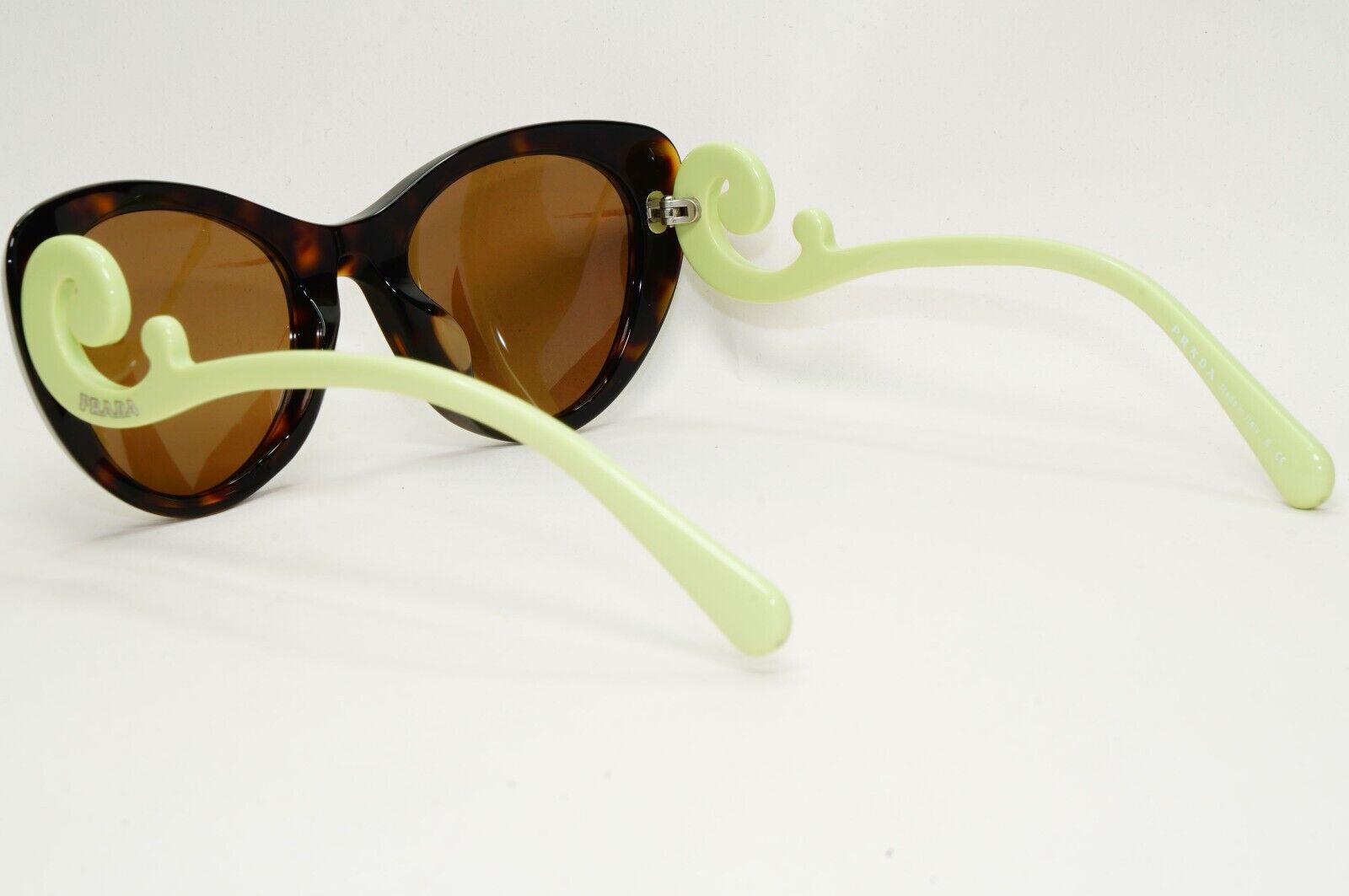 Prada Sunglasses Baroque Swirl Brown Green Cat Eye PR06QV-F VPR 06Q-F 2AU-1O1