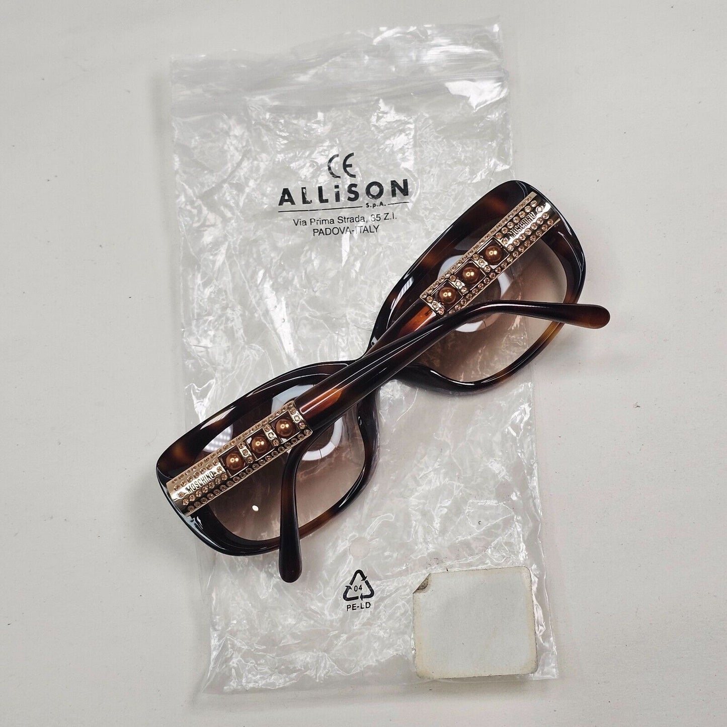 Moschino Sunglasses 2005 Vintage Brown Gold Pearl Tortoise MO572 03 101124