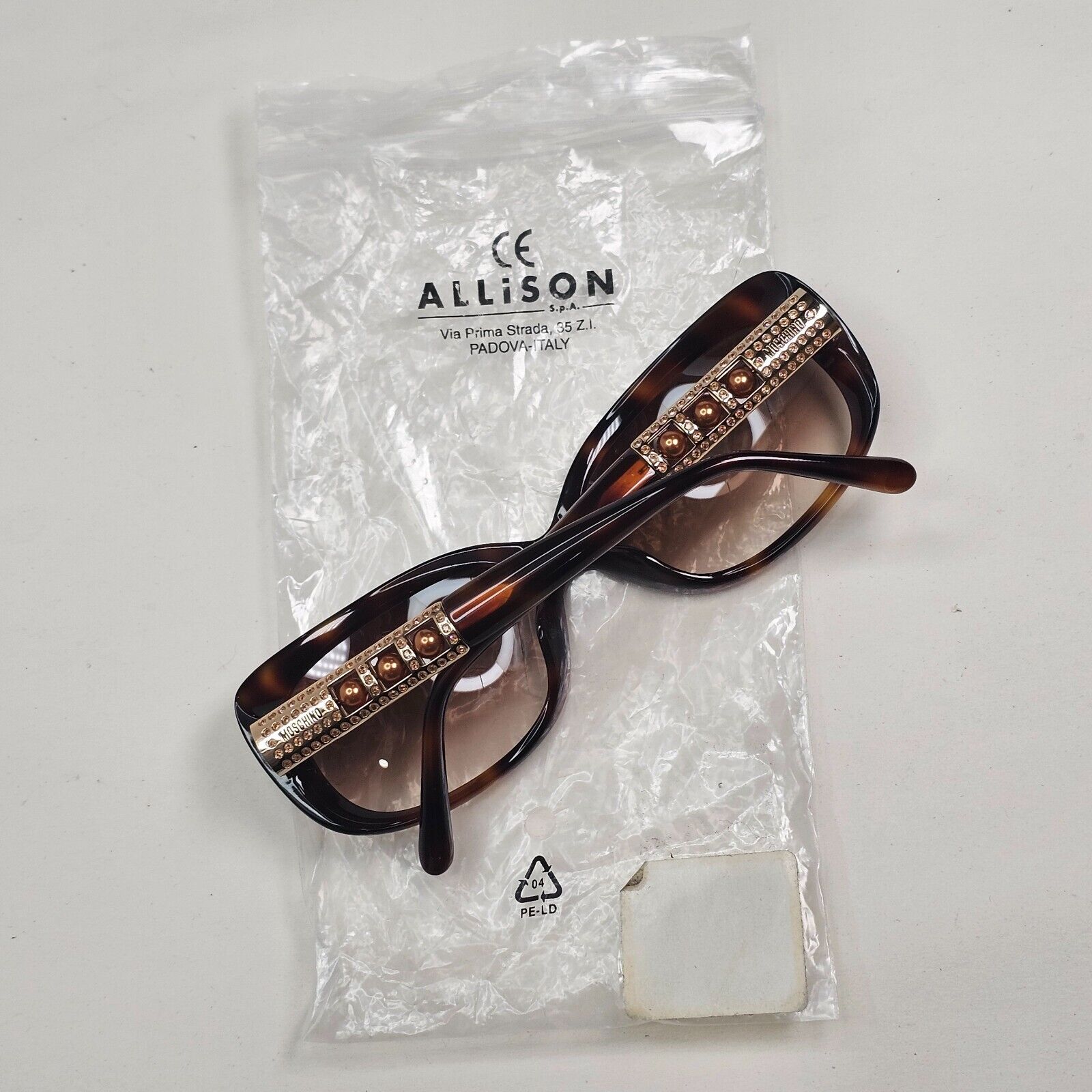 Moschino Sunglasses 2005 Vintage Brown Gold Pearl Tortoise MO572 03 101124