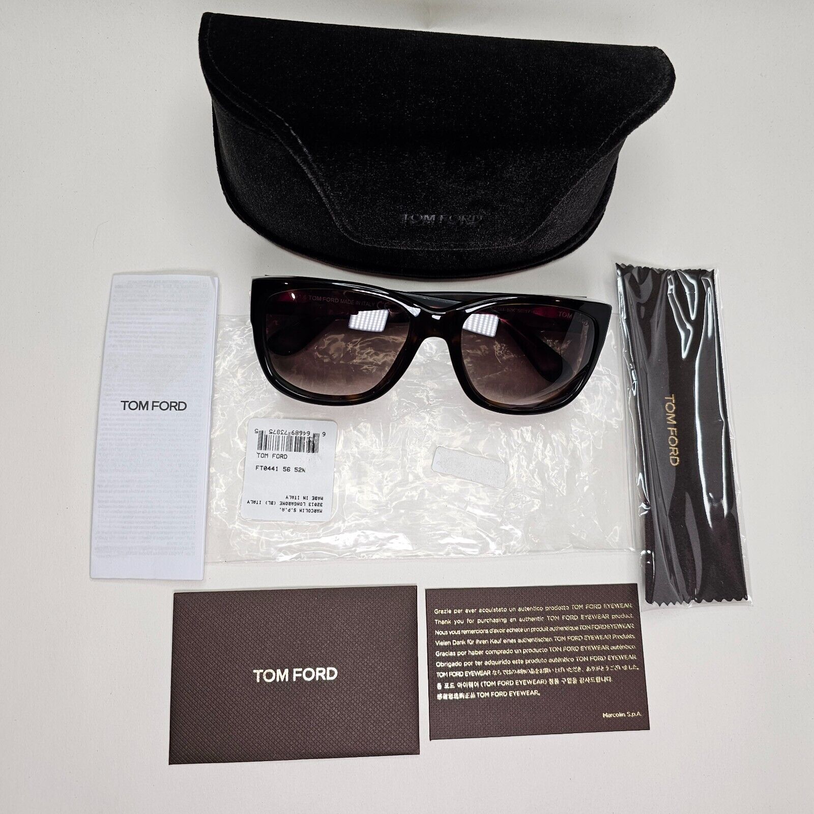 Tom Ford Sunglasses Carson Dark brown Gradient Square Acetate FT0441 TF 441 52K