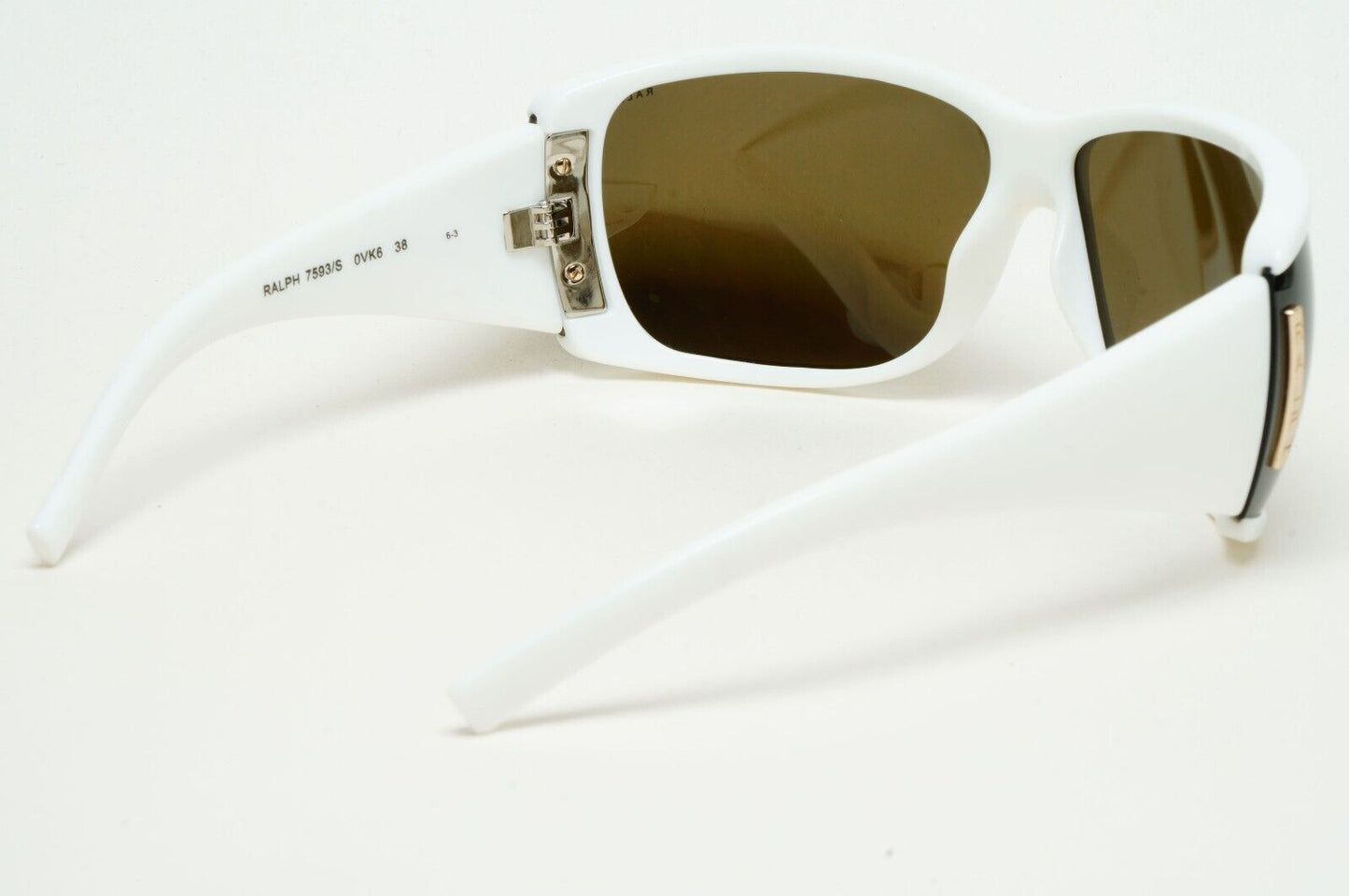 Ralph Lauren Sunglasses 2006 Vintage White Brown Wrap Unisex 7593/S 0VK6 211124