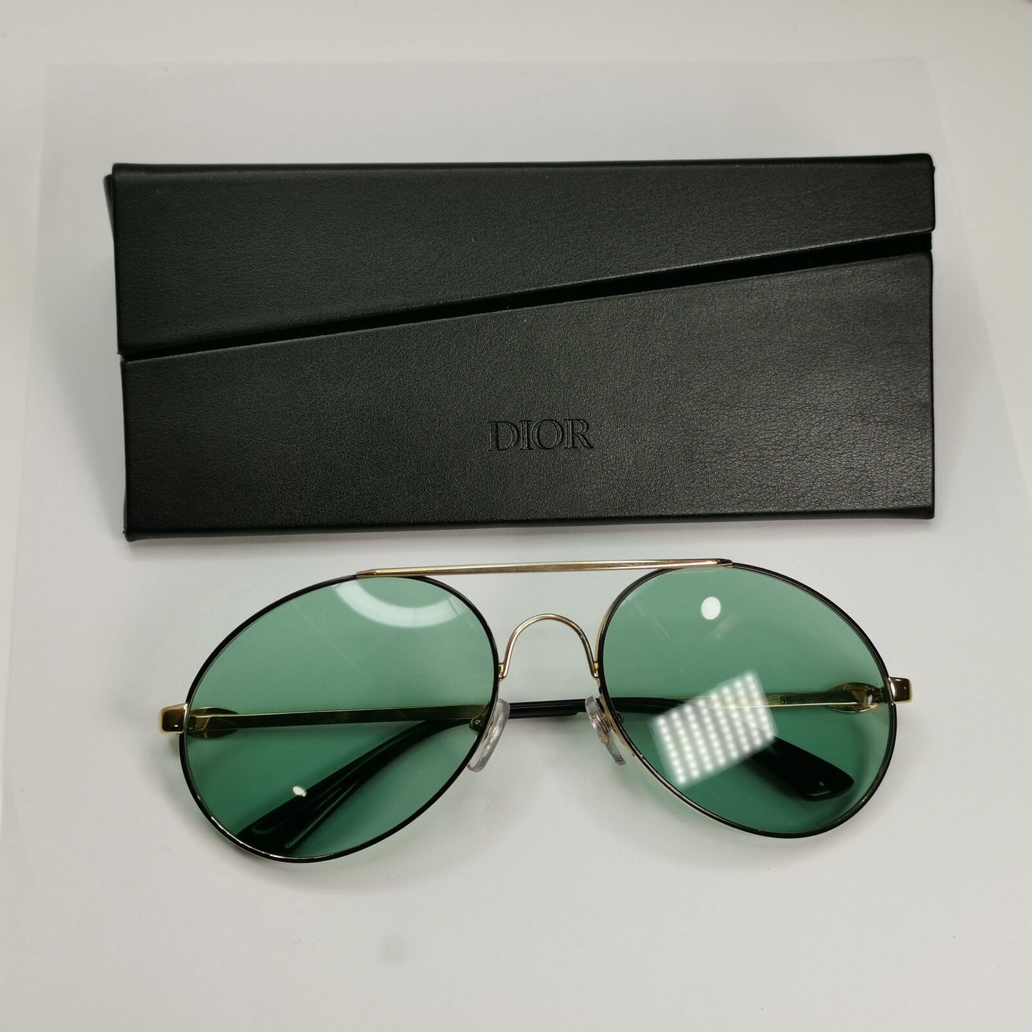 Bugatti 1980s France Sunglasses Vintage Pilot Gold Black Red Green Metal 261022