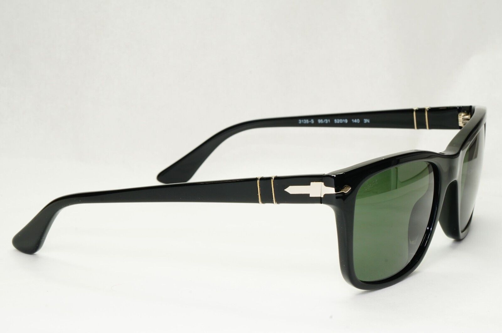 Persol Sunglasses 2015 Black Glossy Square Green Grey 3135-S 95/31 52mm