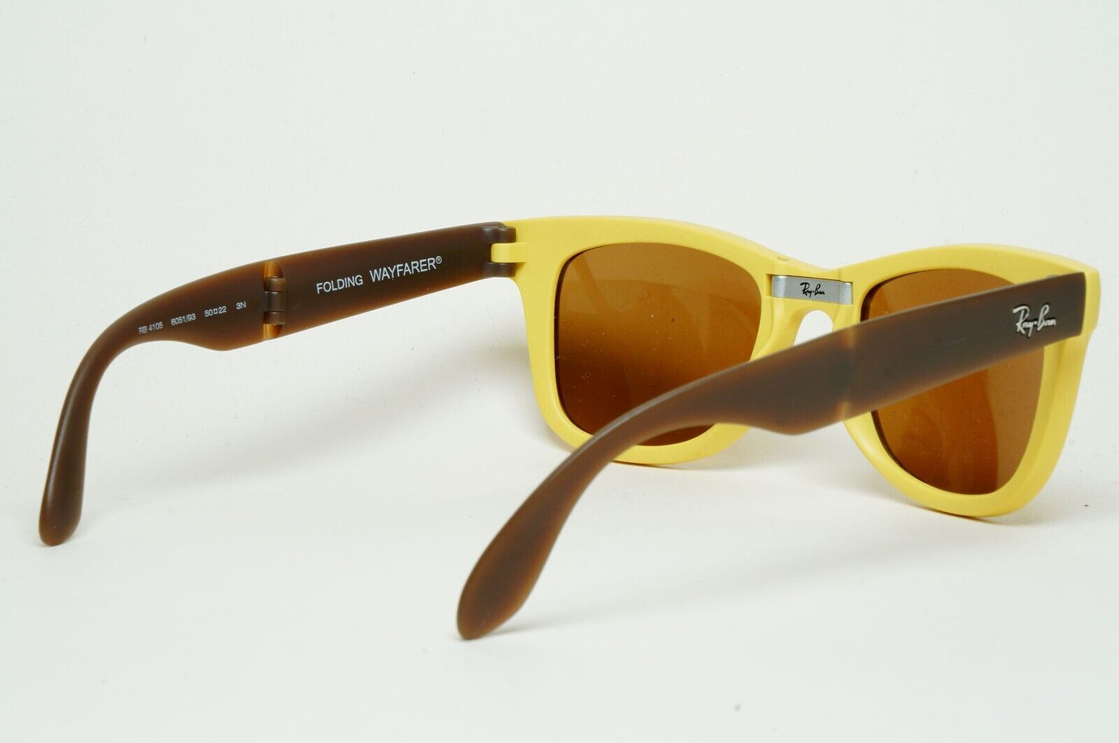 Ray-Ban Sunglasses Folding Wayfarer Yellow Mirror Brown RB 4105 6051/93 50mm