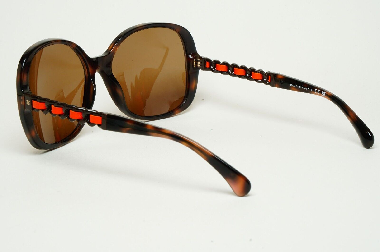 Chanel Sunglasses Brown Leather Chain Tortoise Square 5470-Q c.1761/S5 310125