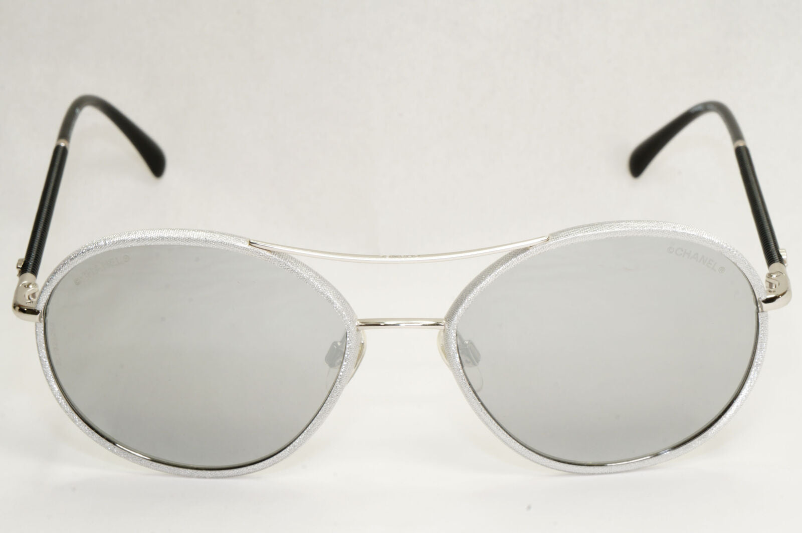 Chanel Sunglasses Pilot Mirror Grey Silver Black 4228-Q c.124/Z6 56mm