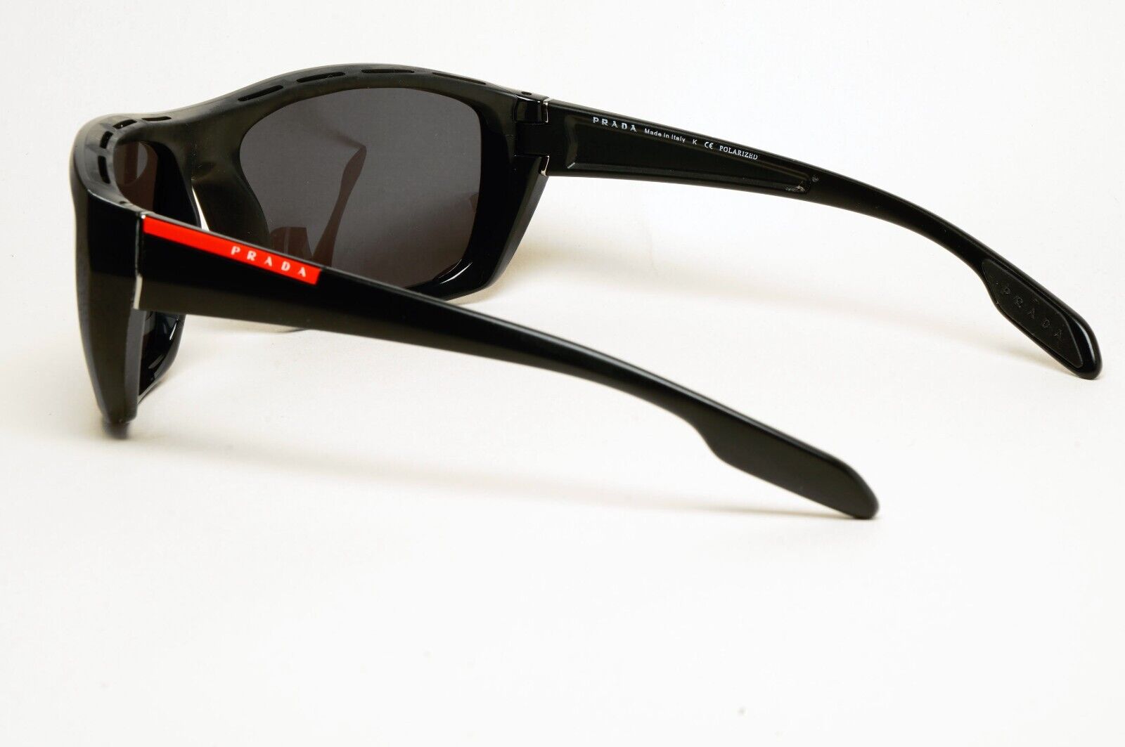 Prada Sunglasses Black Wrap Red Stripe PS06SS SPS 06S 1BO-5X1 231124