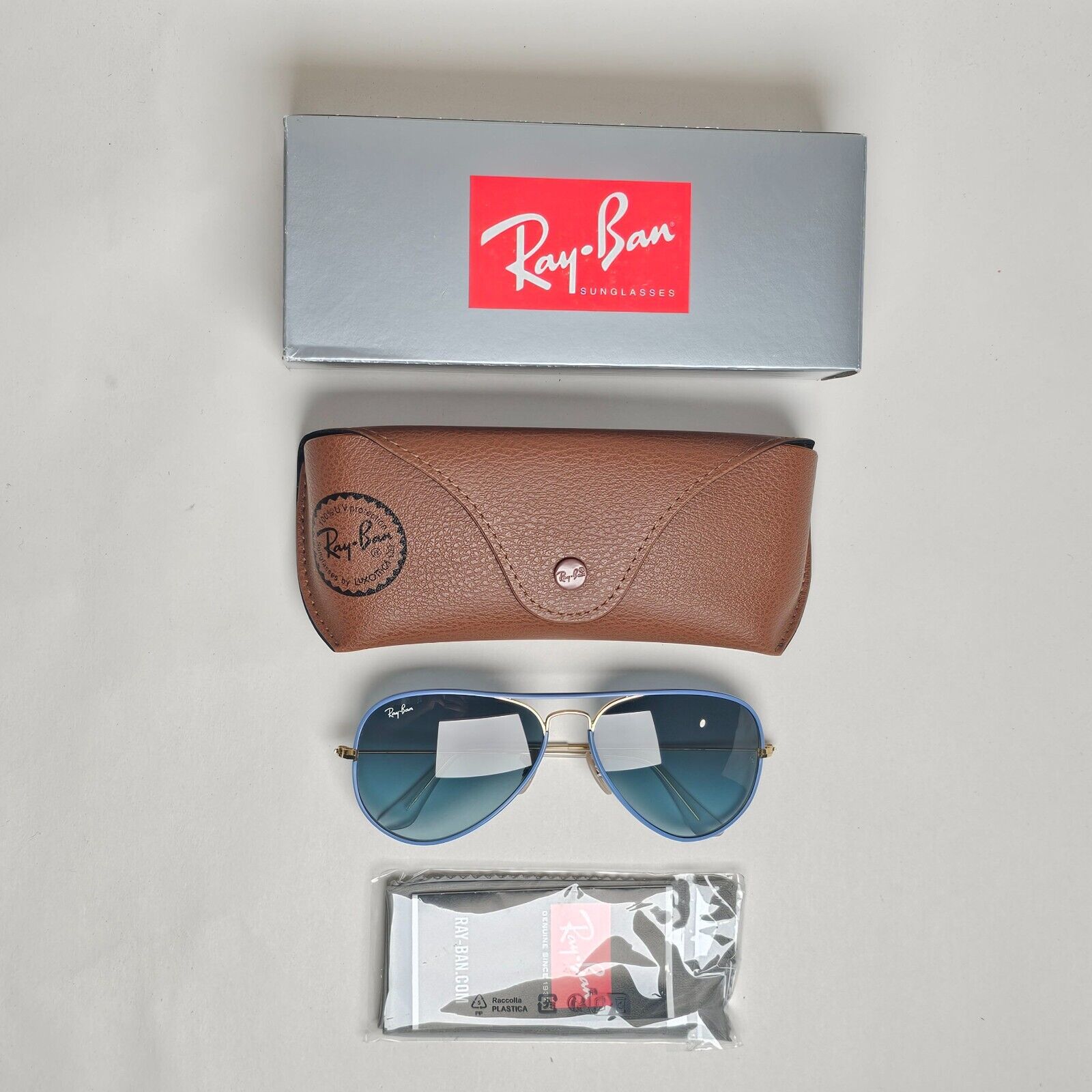 Ray-Ban Sunglasses Aviator Full Color Gold Blue Gradient RB 3025-J-M 001/4M 58mm