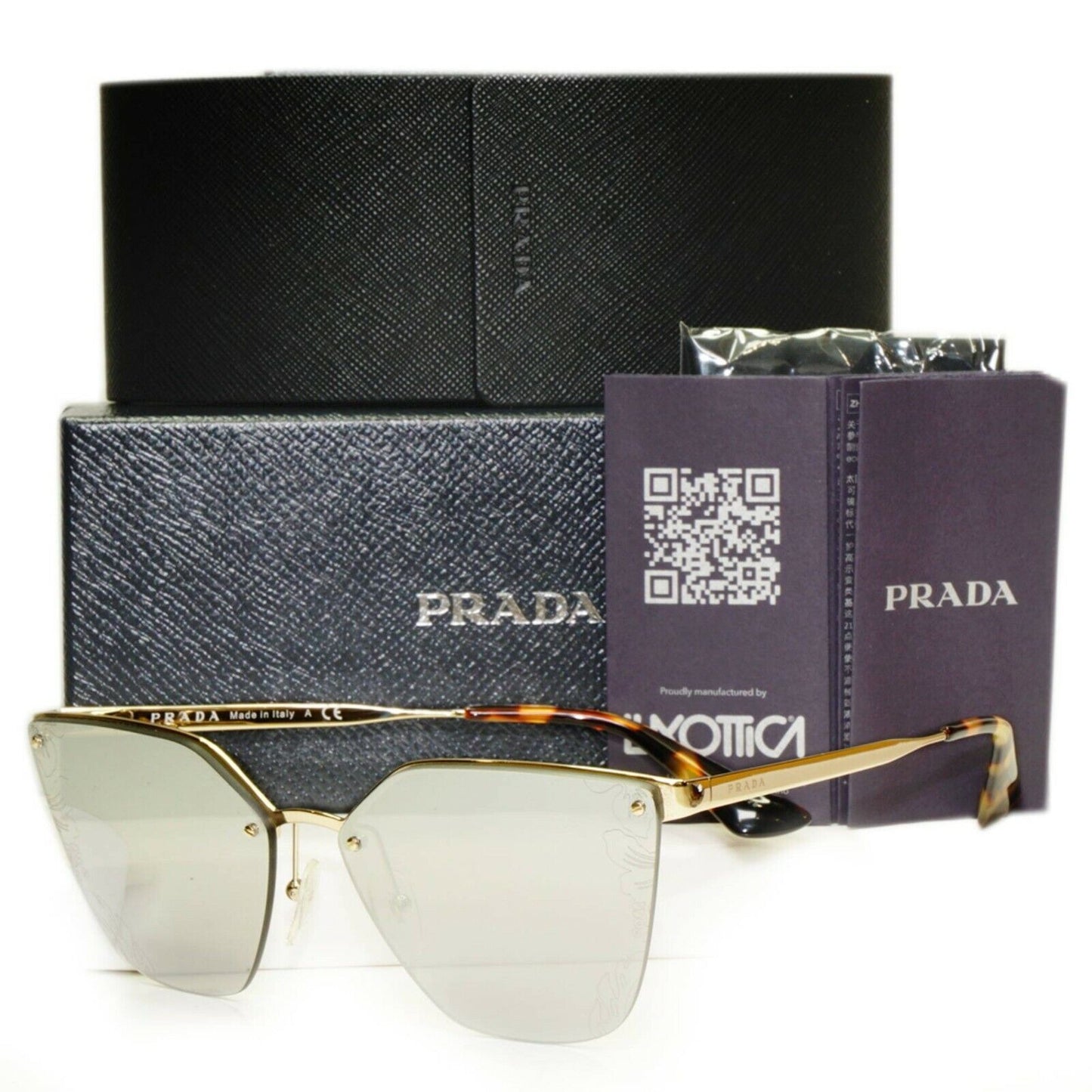 Authentic PRADA Womens Gold Silver Sunglasses Cinema Floral SPR 68T ZVN-121